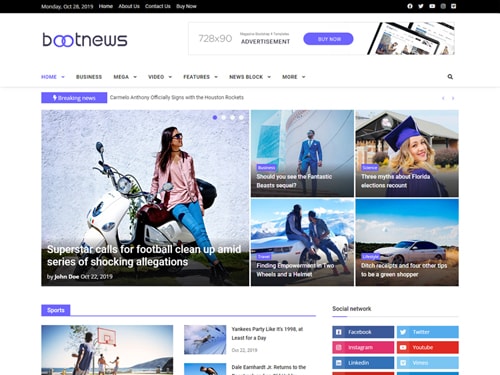 Bootstrap 4 news template