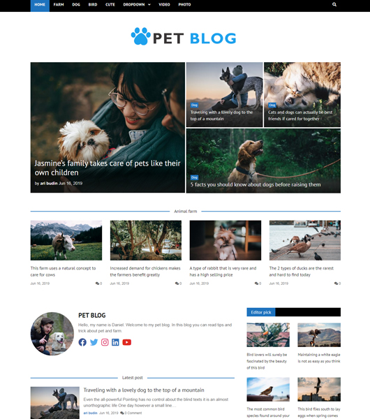 bootstrap pet blog