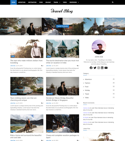 bootstrap travel blog